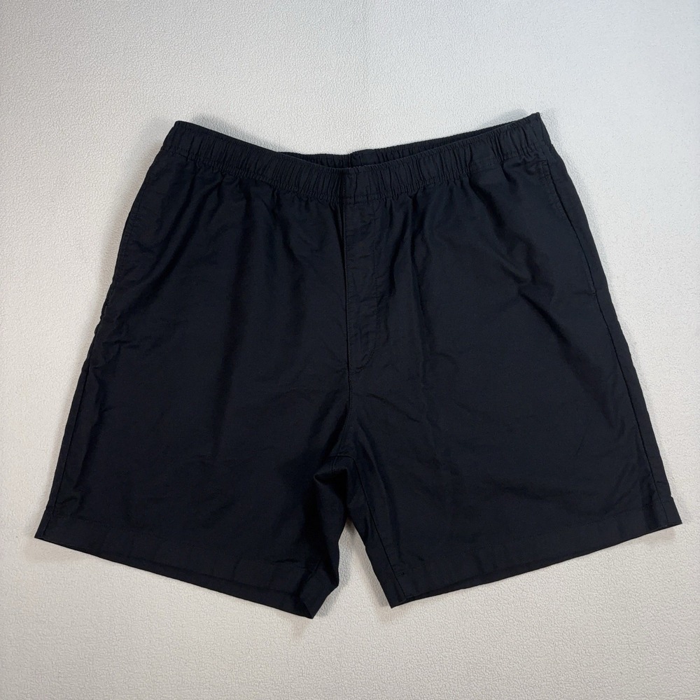 Uniqlo Cotton-Linen 7" Easy Shorts Men's XL Black Pockets Drawstring Resort Camp